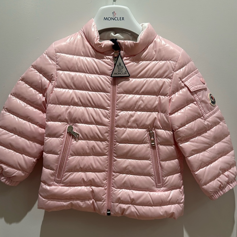 NWT baby pink moncler coat! Size 18/24 months